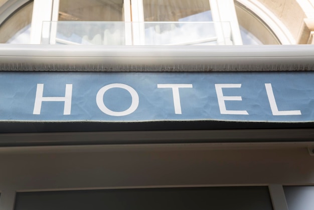 Hotel Sign on Building Facade