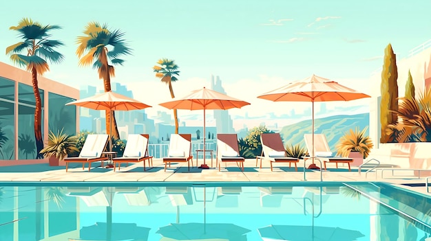 Hotel summer pool Illustration