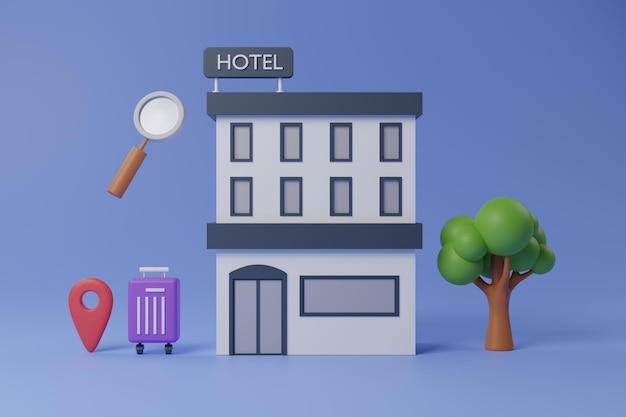 Hotellocatie 3D illustratie 3D-rendering illustratie