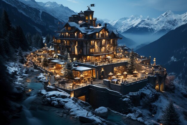 Foto alberghi in montagna a sinter at nightariel view vacanze invernali vacanze di natale