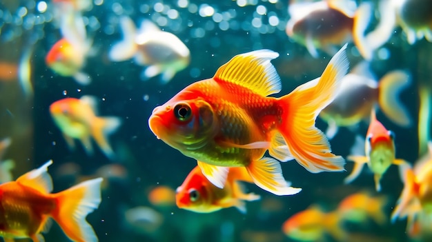 hoto of fish swimming in the aquarium