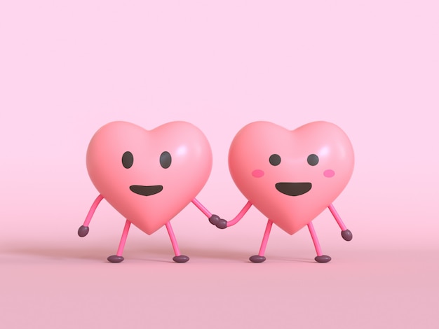 Hou van emotie cartoon karakter roze emoji 3d render