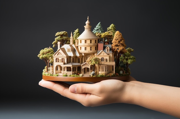 houder van miniatuur huismodel