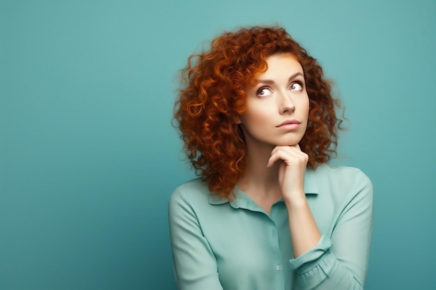 hought ful Headshot Portrait of a Young Ginger Ai