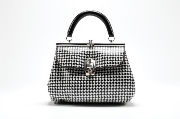 Foto houndstooth print handbag collection geïsoleerd op witte achtergrond