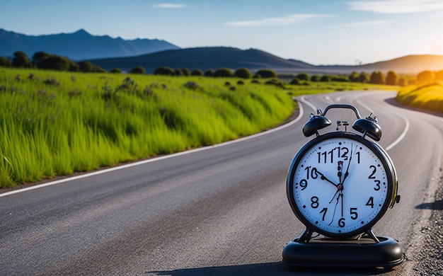 Foto orologio a sabbia sulla strada