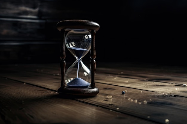 Hourglass on dark background Time is running out Generative AI