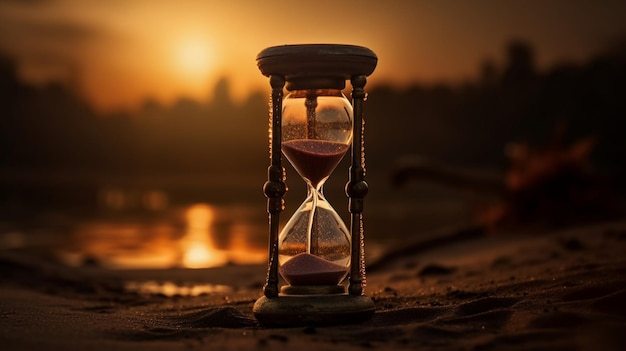 Hourglass in the dawn time