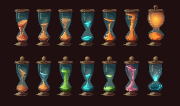 Hourglass rotation sprite sheetIsolated on background Cartoon vector illustration