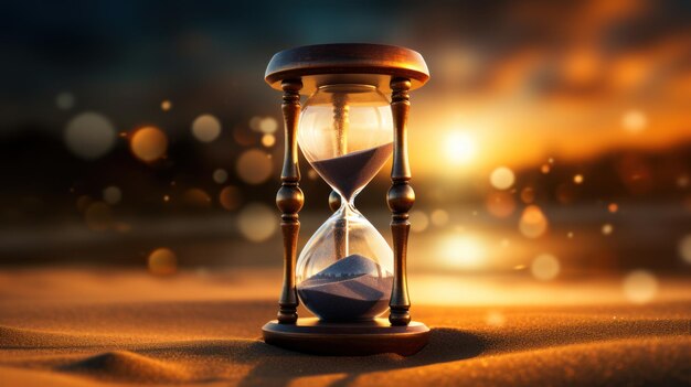 Hourglass in the sand Concept of time passing created