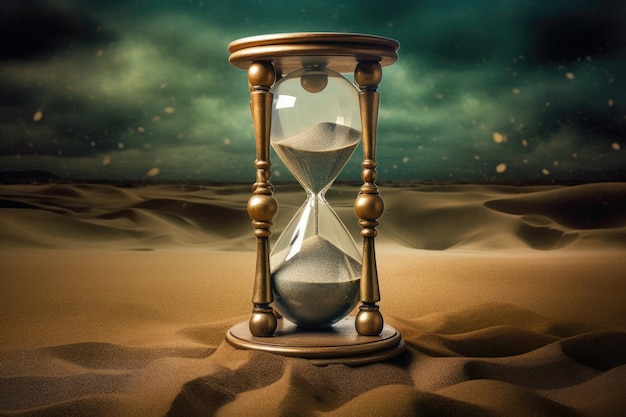 Hourglass on sand in a desert Generative AI