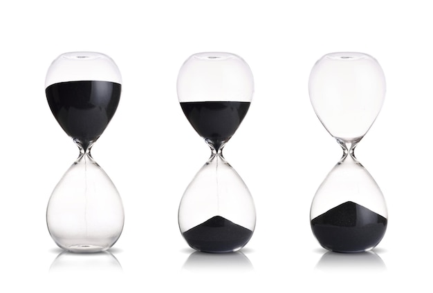 Hourglass set on white background