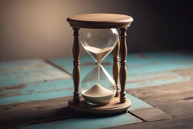 A hourglass on the table god time