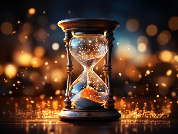 hourglass with abstract bokeh light background