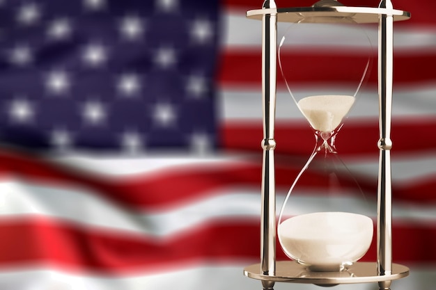 Hourglass with american flag