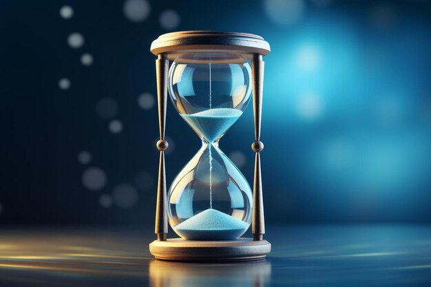 a hourglass with a blue background and a blue background with stars