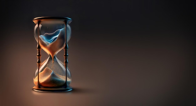 Photo hourglass with glowing sand