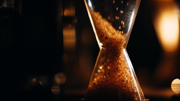 Hourglass with gold sand realistic stock image AI generated art