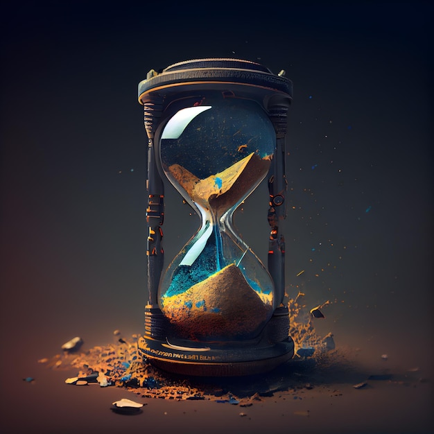 Photo hourglass with sand inside concept of time passing 3d rendering