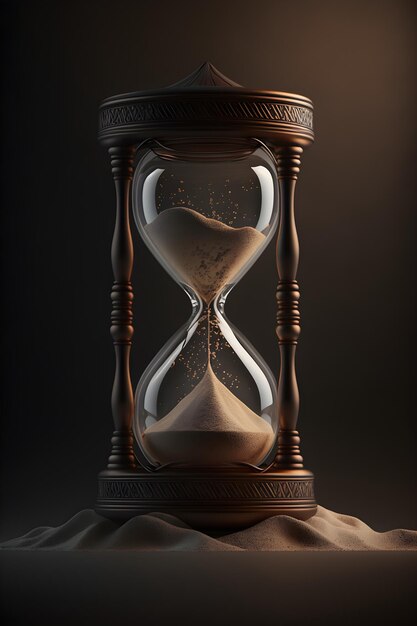 A hourglass with the word sand on it