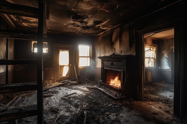 Photo house after fire generate ai