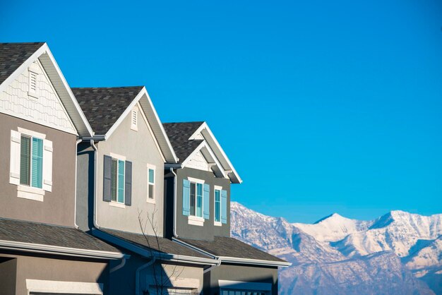 House against blue sky during winter