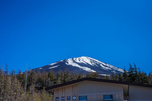 House against clear blue sky during winter