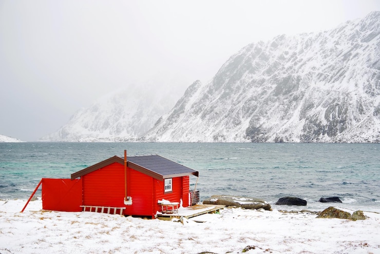 Photo house at beach during winter