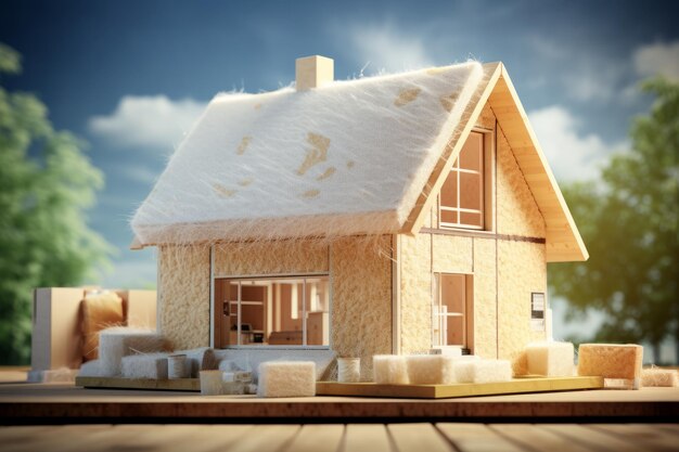 a house being insulated with ecofriendly materials Home Insulation concept AI generative