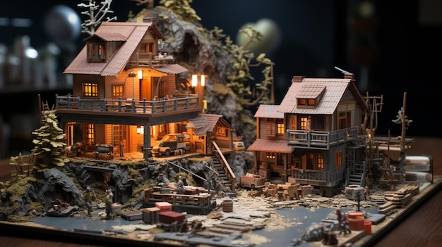A house building in miniature model Generative AI