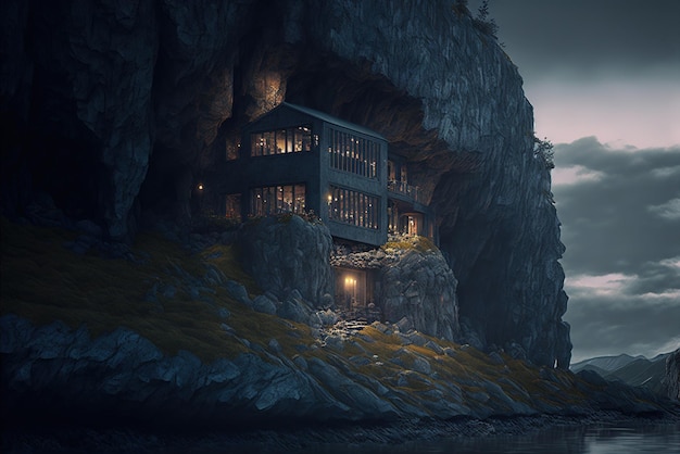 House built into a cliff