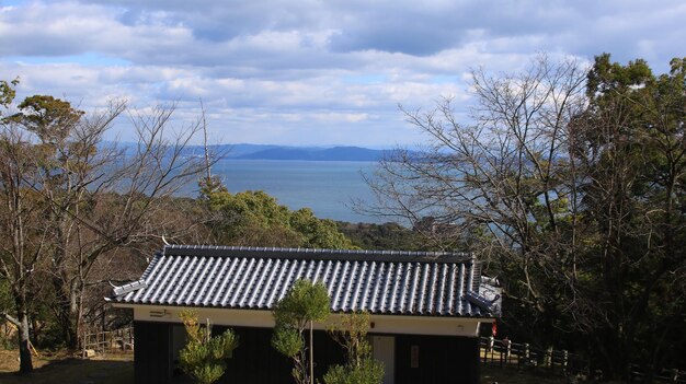 House by sea against sky