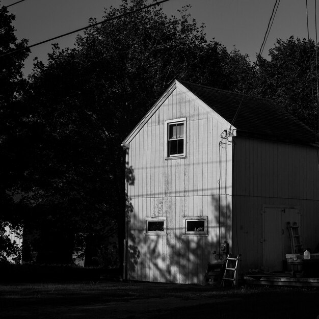 Photo house by trees against sky