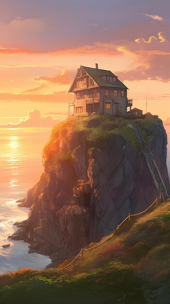 House on a cliff by the sea