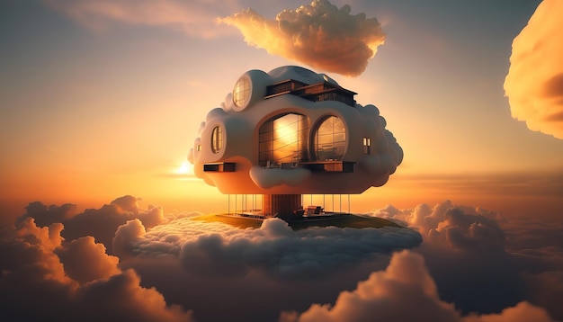 House in the clouds Generative AI