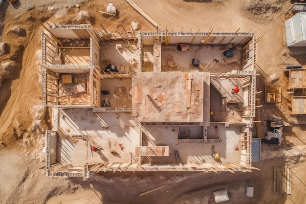 House under construction top view Generate AI