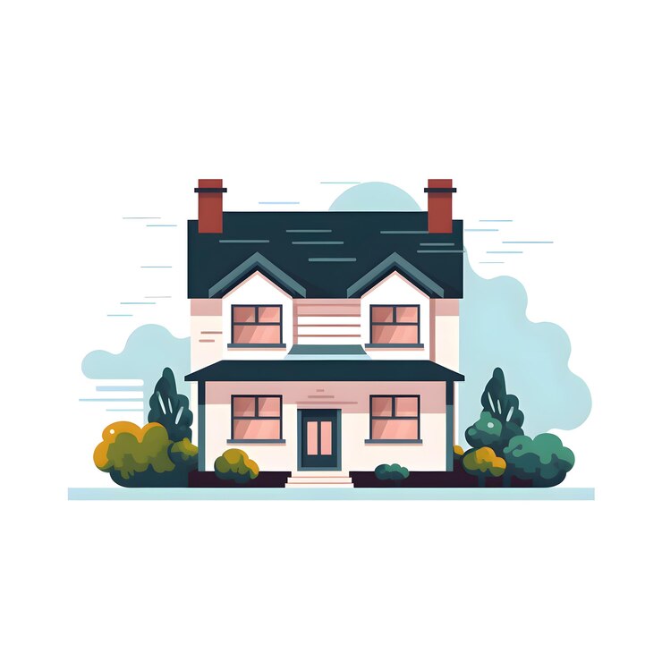 Photo house in the countryside vector illustration in flat style on white background