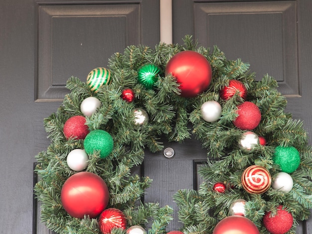 House decorated for the winter holidays.