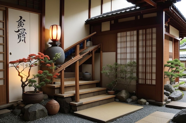 House entrance and stairs japanese culture