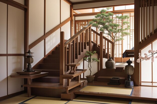 House entrance and stairs japanese culture