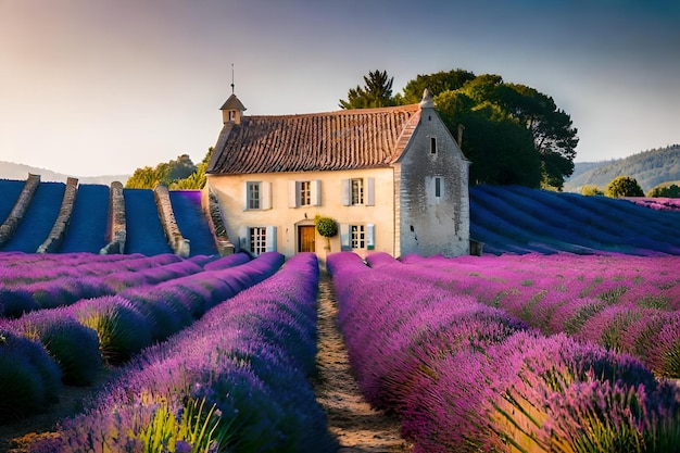 A house in a field of lavender