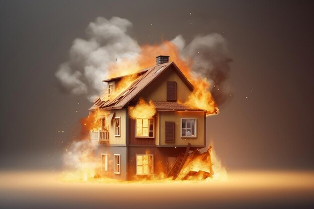 House on fire and burning down home insurance Generative Ai