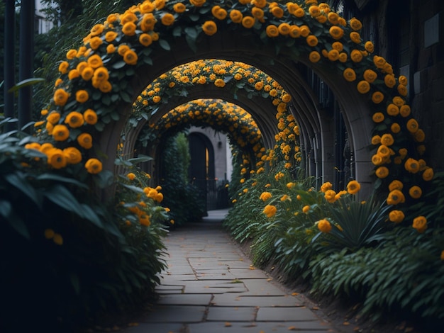 House and flowers at the night