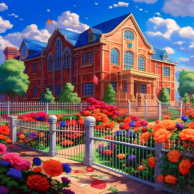 House and flowers