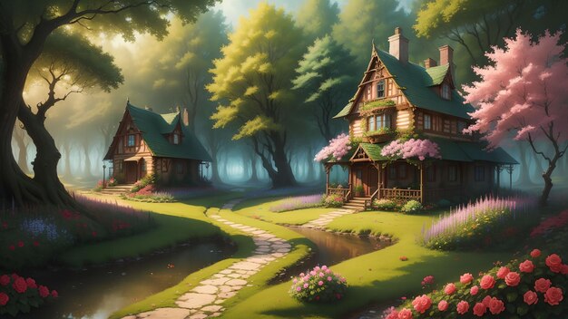 The house in the forest anime art style