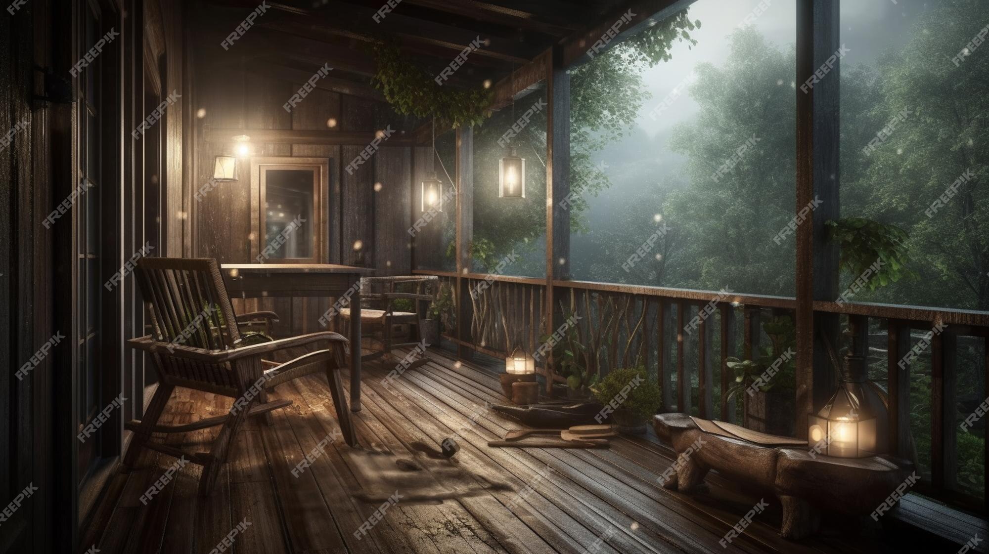 Premium Ai Image A House In The Forest With A Tree In The Background Premium Ai Image A House In The Forest With A Tree In The Background