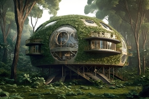 A house in the forest with the words star wars on the roof