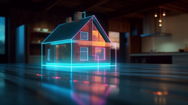 House in the form of a hologram Generative AI
