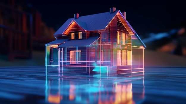 House in the form of a hologram Generative AI