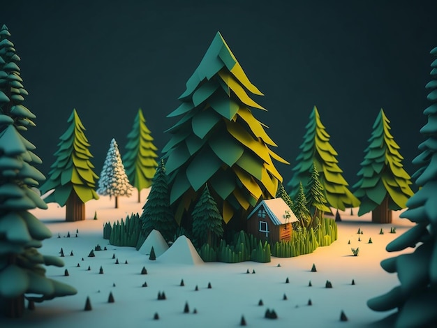 house in the forrest 3d